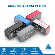 Mirror Alarm Clock Bluetooth Speaker Wireless with FM Radio Digital Clock LED Display Built-in Mic Phone Stand