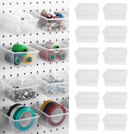 【P.C.H】-12 Pieces Pegboard Plastic Bins Kit - Pegboard Bins with Hooks - Pegboard Accessories Workbe