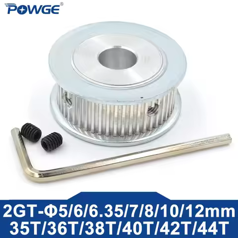 POWGE 35 36 38 40 42 44 teeth 2MGT 2GT Timing Pulley AF Bore 5/6/6.35/7/8/10mm for GT2 belt width 6/