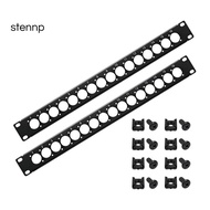 XLR Patch Panel 1U Rack Mount(2-Pack), Punched Metal Audio Rack Mounting Panels 1U16