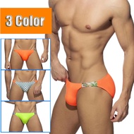 Men Quick Dry Anti-embarrassment Color Printed Triangle Swimming Briefs With Push Pad GG189