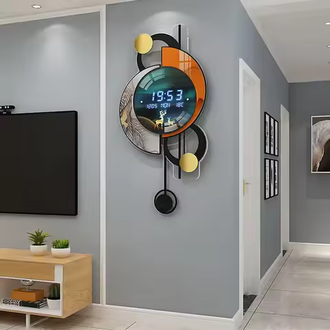 Modern Digital Wall Clock 3D Nightlight Silent Electronic Creative Wall Clock Jump Second Home Decor