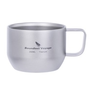 Boundless Voyage ไทเทเนียมแก้วผนังคู่โลหะชากาแฟถ้วยมินิถ้วยกาแฟ Ultralight ทนทานแบบพกพา Drinkware Ti