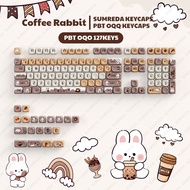 ♣RAINY75 Coffee Rabbit Keycaps PBT Dye-sub OQO Profile Keycaps 127 Keys For LEOBOG Hi75 Hi8 AULA ke