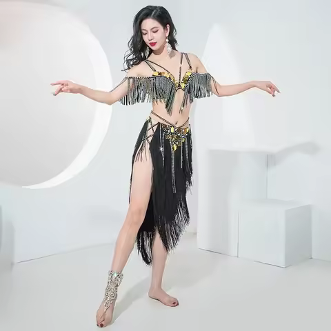 Belly Dancing Set for Women Drum Solo Senior Tassel Professional Performance Costumes Adult Oriental