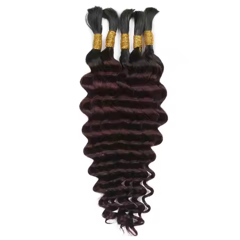 Colored Boho Braids Human Hair Bulk Braiding Hair 5 Deep Wave Unprocessed Remy Bulk Hair T1B99J No W