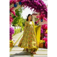 BEAUTIFUL GEORGETTE MULTICOLOR PRINT ANARKALI GOWN WITH PANT AND DUPATTA