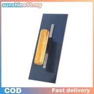 Sun 24cm Notched Tile Trowel 2mm Teeth Rust-resistant Steel Trowel Solid Wood Handle for Wall Plaste