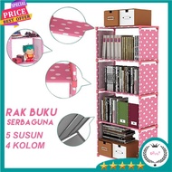 CO Multipurpose Portable Bookshelf 5 tiers 4 compartments/multifunctional tiers, 5 Tier Portable Boo