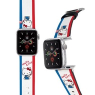 SANRIO-Apple Watch-皮革錶帶-條紋HELLO KITTY