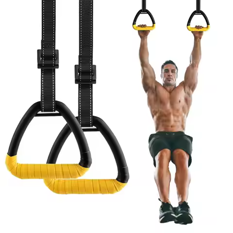 1 Pair No-Punch Gymnastic Rings Anti-slip Adjustable Straps Pull-up Gymnastic Rings Heavy Duty Fitne