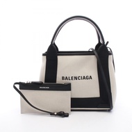 【二手】巴黎世家 (Balenciaga) BALENCIAGA手提包，海軍藍 Cabas XS 碼，兩用款，帆布和皮革拼接，海軍藍 Cabas XS 碼，女士款，二手 A
