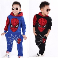 Sweater / Jacket Hooded Boy Kids Spiderman with pants 2pcs set | Baju Seluar Sejuk Jaket Budak Lelaki