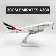 30cm EMIRATES A380 Airplane Resin Model Diecast Aircraft Display Toy Collection Children's Gift