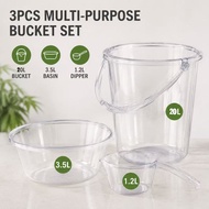 Minimalist Transparent water Bucket High Capacity Thickened Transparent Bucket with Dipper and Basin
