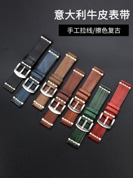 suitable for IWC Handmade Genuine Leather Watch Strap Tudor Biwan Bronze Breitling Omega Casio Men's