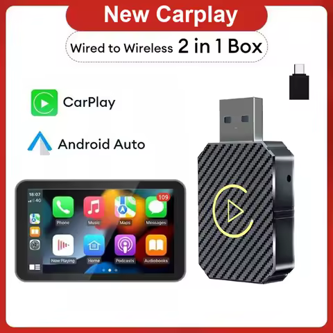 2 in 1 Wireless CarPlay & Android Auto Smart AI Dongle 5G WIFI Fast Connect Wireless Adapter Plug & 