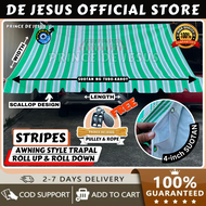 4ft x 6ft / 8ft x 20ft -  w/ PULLEY & ROPE LONA TRAPAL STRIPES - TOLDA TRAPAL AWNING ROLL-UP TARP MA