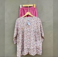 BAJU SETELAN WANITA MOTIF BUNGA BAHAN RAYON ONESET JUMBOO XL XXL