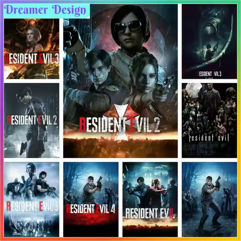 Resident- Evil 2 3 4 Game Cross Stitch Diamond Painting 5D DIY Art Mosaic Embroidery Element Printed