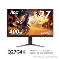 AOC Q27G4K Gaming Monitor Fast IPS 27" 2K QHD 400Hz HDR400 10 bits HDMI 2.1 - 3 Yrs Warranty
