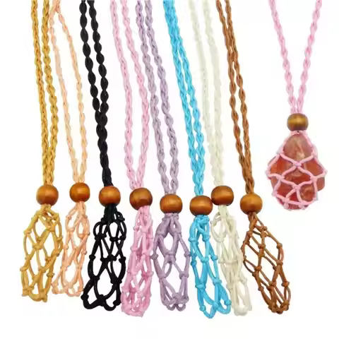 Adjustable Net Bag Braided Necklace Retro style Handmade Net bag necklace fashion Durable Crystal St