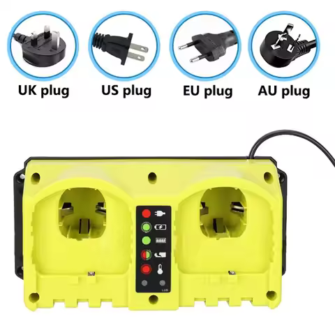 Dual Port Battery Charger for Ryobi 18V Lithium-Ion/Ni-Cd/Ni-Mh Batteries P100 P101 P102 P103 P105 P