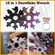 Portable Snowflake Snow 18 in 1 Wrench Screwdriver Bike Camp Hiking Car Repair Tool Outdoor DIY Spaner Pembuka Keychain
