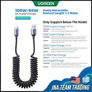 UGREEN 100W 6A Spring USB Type C Cable for Car Styling Storage Flexible 2A Charging Cable USB C for 