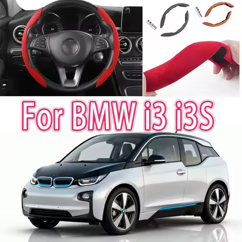 For BMW i3 i3S Car Steering Wheel Cover 38CM Anti-Slip Suede Steering Wheel Cover Auto Decoration Ac