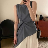 Pretty Careful Machine|Asymmetric Knot Sleeveless Top 9319