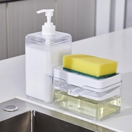 [whfashionkk] Soap Dispenser and Scrubber Holder Dish Soap Dispenser 800ml Capacity Multifunctional 