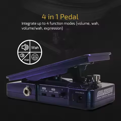 Hotone Soul Press II Wah/Volume/Expression Pedal - 4-in-1 Active TRS 6.35mm for Guitar FX Ampero II/