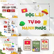 [September 2] Independent-Free wall sticker Set, Vietnamese themed wooden board Patriotic wall hangi