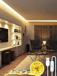 1入組1/2/3M60/120/180LED燈條暖白色USB電源燈串適用於家居裝飾