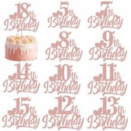 Pink Lovely Heart Birthday Cake Toppers - For 5th/7th/8th/9th/10th/11th/12th/13th/14th/15th/18th Bir