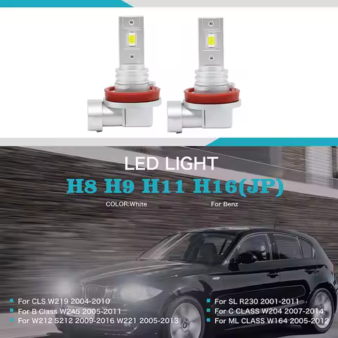 2Pcs/Set SUNKIA Car LED Fog Lamp Auto Headlight Bulb H11 H8 H9 H16JP For Benz W212 S212 W221 W204 W1