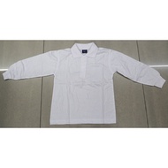 BAJU TSHIRT PRA SEKOLAH (BERKOLAR LENGAN PANJANG WARNA PUTIH)