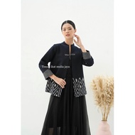 Blouse blazer cardi coin button woven top batik work clothes women