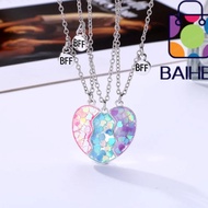 BAIHEE 3Pcs Matching Heart Pendant Necklace, Cute Friendship BFF Necklaces, Alloy Friendship Jewelry