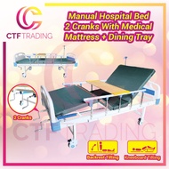 Manual 2 Function Hospital Bed (M02) With Medical Mattress + Dining Tray ( Katil Hospital )