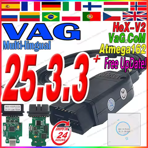 2026 Newest VCD'S V25.3 VAG'C0M V24.7 VAG C0m Popular Francais Hex Atmega162 V2 FOR V-W AU-DI Sko-da