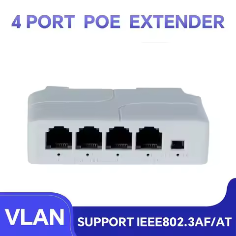 MEUYAG 4-Port PoE Extender Poe Repeater IP Port Transmission Extender for POE Switch NVR IP Camera -