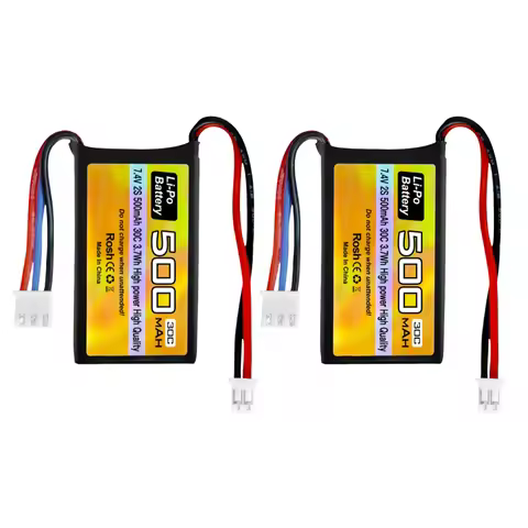 2PCS 7.4V 500mAh 30C Lipo Battery PH2.0 Plug For AX24 SCX24RC Car, Compatible With Most 1/10, 1/16, 