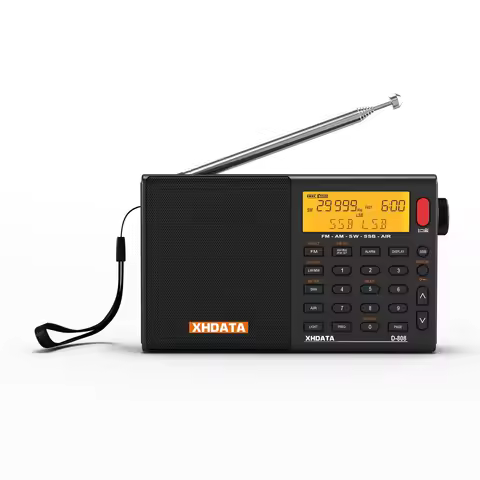 XHDATA D808 Professional AM FM SW MW AIR SSB RDS Radio Long Range Reception Portable Rechargeable Mu