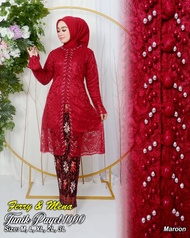 Setelan Kebaya Tunik Kancing 1000 Payet/Kebaya Tunik Busui Mewah Kebaya Modern Kebaya Wisuda Warna S