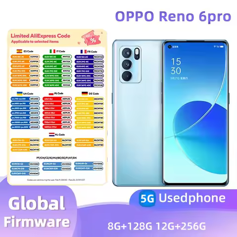 oppo Reno6 pro 5G Android 6.55 inches Screen 12GB RAM 256GB ROM 64MP camera All Colours used phone