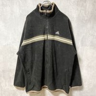 古著 90 年代adidas長袖全拉鍊羊毛運動夾克，超大號，XXL 碼