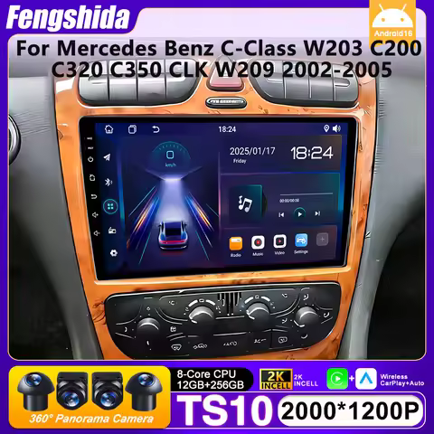 Car Radio Carplay For Mercedes Benz C-Class W203 C200 C320 C350 CLK W209 2002-2005 Navigation GPS An