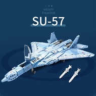 City Military Technical Airplane SU-57 Heavy Fighter Building Blocks WW2 Army Weapon Aircraft Figure